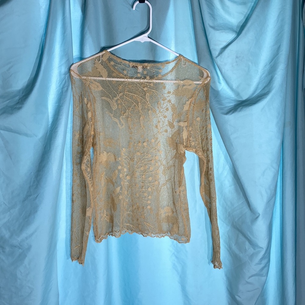 Moa Moa Gold Sheer Lace Top - Picture 2 of 2